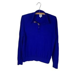 Paul Smith Cobalt Blue Merino Wool Polo Sweater XL